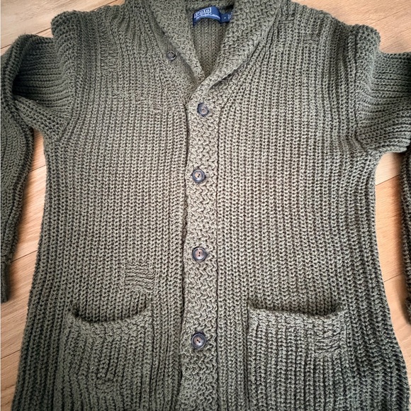 Distressed Linen-Cotton Shawl Cardigan
Polo Ralph Lauren Men’s M VGC Olive Gr - Picture 3 of 13